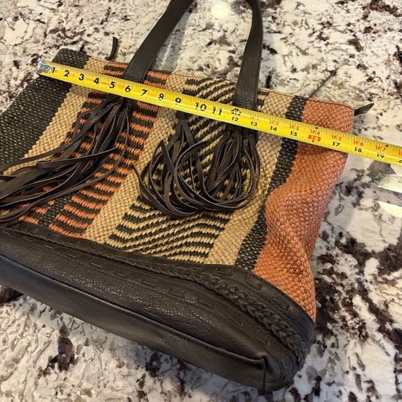 Zara Ethnic Woven And leather Fringe Tote Bag - Picture 8 of 12